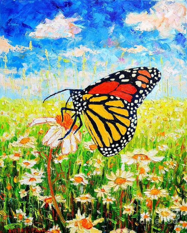 Butterfly Poster featuring the painting Royal Monarch Butterfly In Daisies by Ana Maria Edulescu