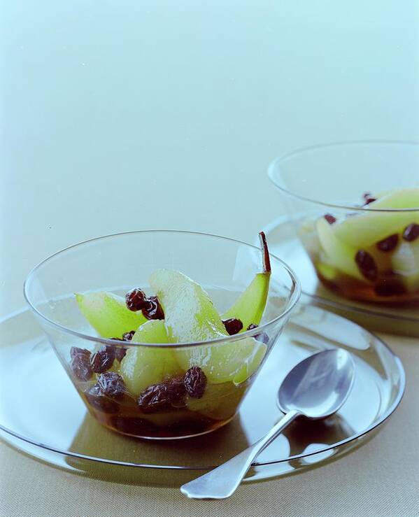 Fruits Poster featuring the photograph Rum Raisin Poached Pears by Romulo Yanes