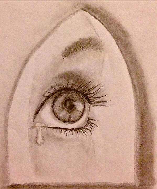 Tears Poster featuring the drawing Sadness in the Eye by Bozena Zajaczkowska