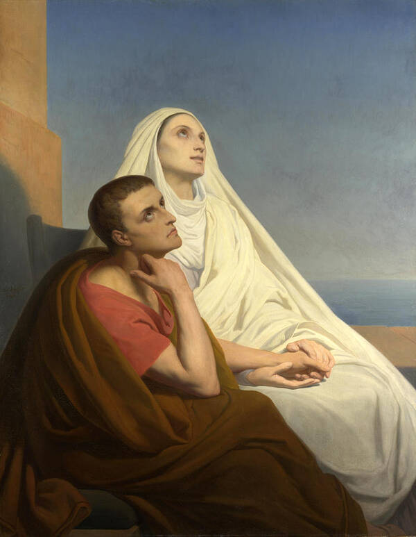Ary Scheffer Poster featuring the painting Saints Augustine and Monica by Ary Scheffer
