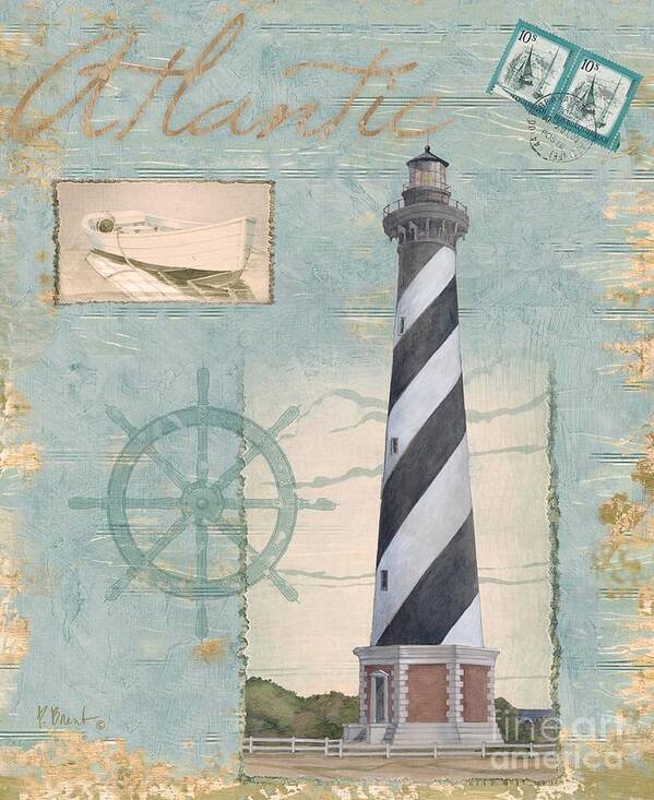 Cape Hatteras Poster featuring the painting Seacoast Lighthouse I by Paul Brent