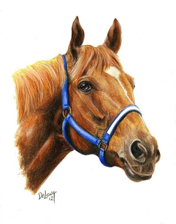 Secretariat Poster featuring the painting Secretariat with halter by Pat DeLong