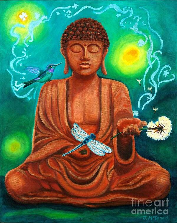 Buddha Poster featuring the painting Secrets of Life by Janet McDonald