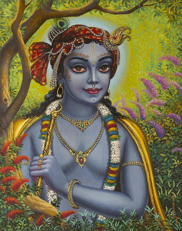 Krishna Poster featuring the painting Shree Krishna by Vrindavan Das
