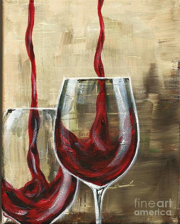 Red Wine Poster featuring the painting Side by Side by Lisa Owen