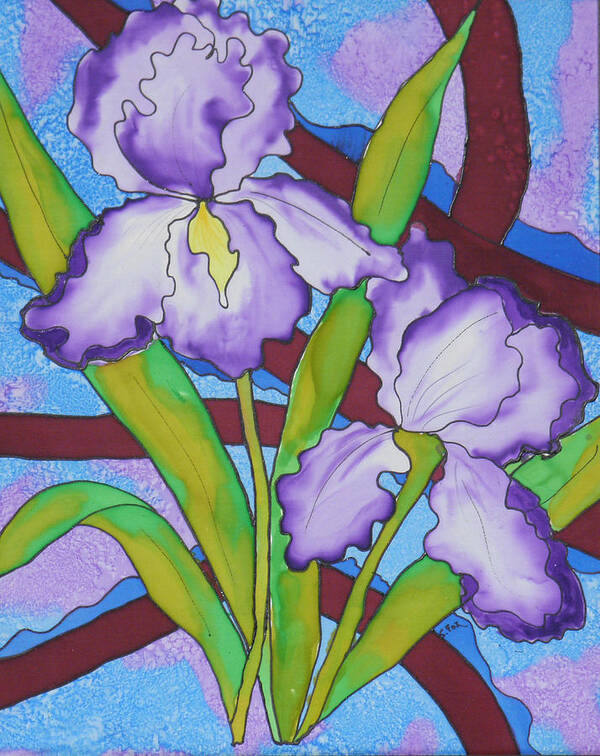 Hand Painted Silk Poster featuring the painting Silk Iris by Sandra Fox
