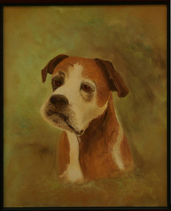 Boxer In Oil Poster featuring the painting Simon the Boxer by Kathy Knopp