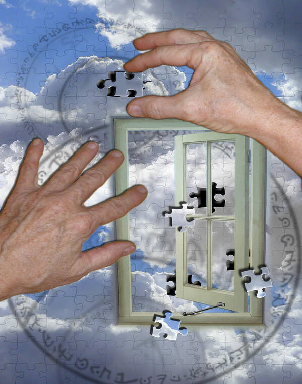 Hands Poster featuring the digital art Sky Puzzle by Catherine Weser