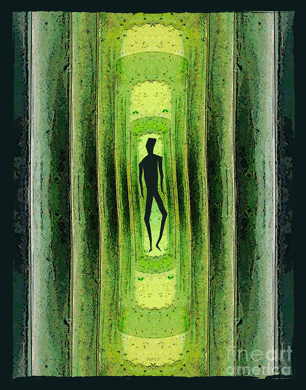 Green Poster featuring the digital art Slim Green Walker by Phil Perkins