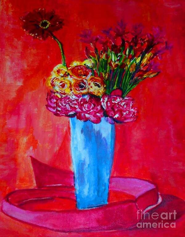 Vase Poster featuring the painting So Close To You by Helena Bebirian