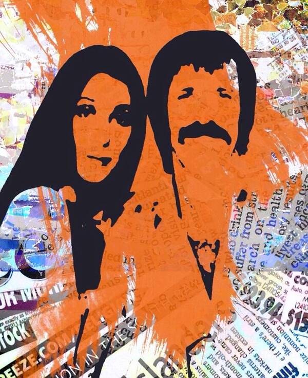 Sonny Bono Poster featuring the digital art Sonny and Cher by Trisha Buchanan