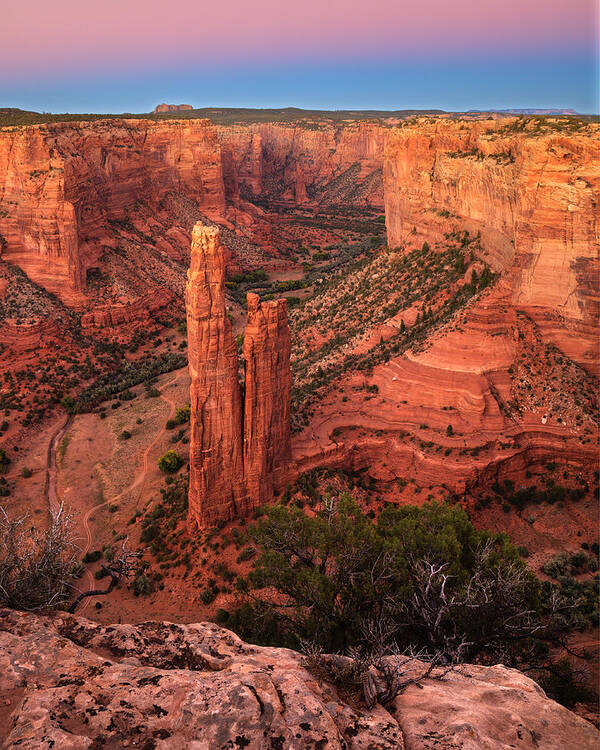 Spider Rock Poster featuring the photograph Spider Rock Sunset by Alan Vance Ley