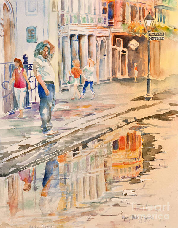 New Orleans Poster featuring the painting Spring Showers by Mary Haley-Rocks