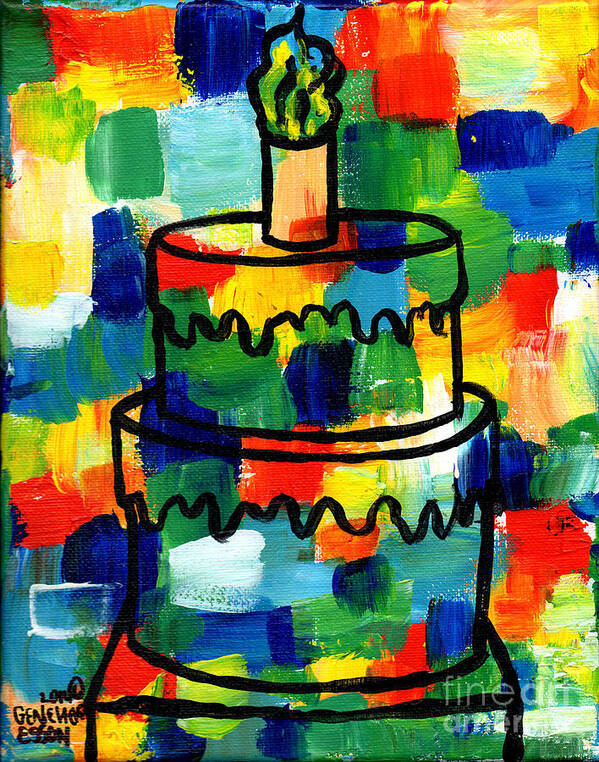 Stl250 Poster featuring the painting STL250 Birthday Cake Abstract by Genevieve Esson