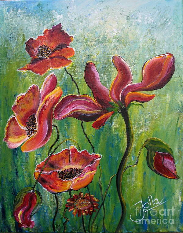 Poppies Poster featuring the painting Standing high by Jolanta Anna Karolska