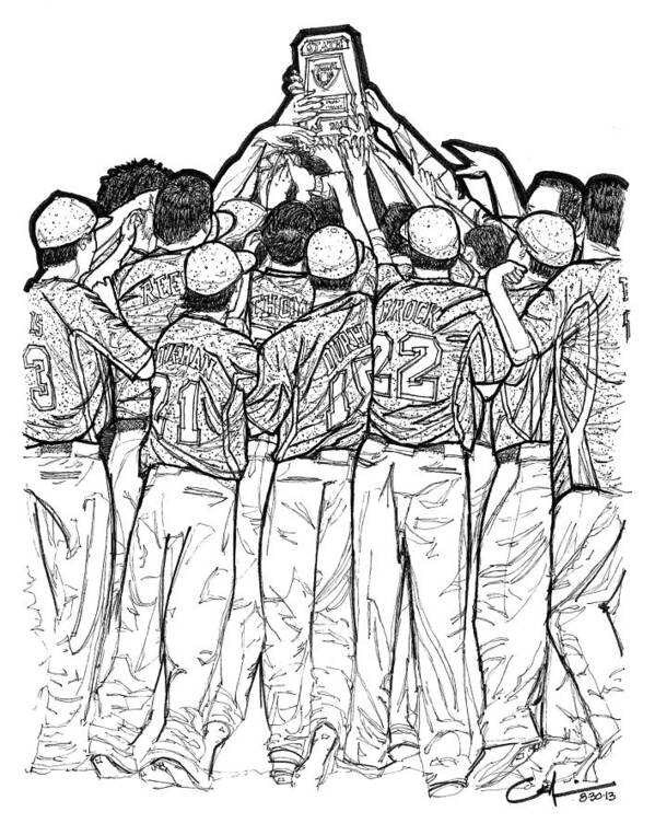 Baseball Poster featuring the drawing State Champions by Calvin Durham