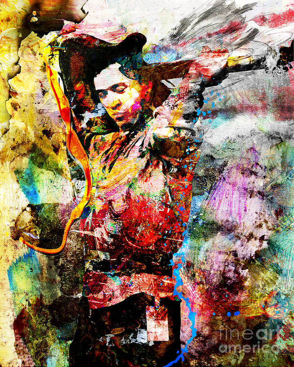 Stevie Ray Vaughn Poster featuring the mixed media Stevie Ray Vaughn by David Plastik