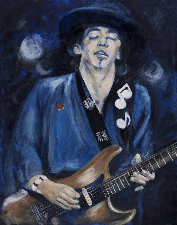 Vaughan's Music Poster featuring the painting Stevie Ray Vaughn by Greg Kopriva