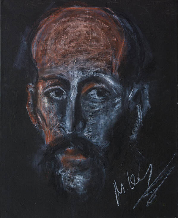 Portrait Poster featuring the painting Study of the male face by Maxim Komissarchik