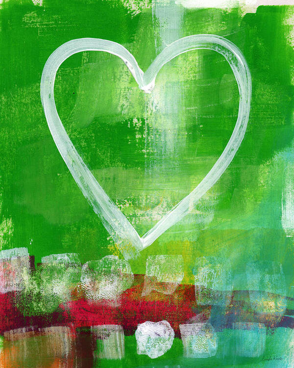Heart Poster featuring the painting Sumer Love- Abstract heart painting by Linda Woods