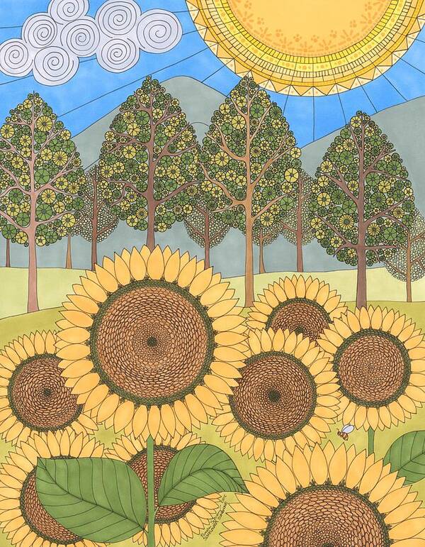 Sunflower Poster featuring the drawing Sunflower Sunshine by Pamela Schiermeyer