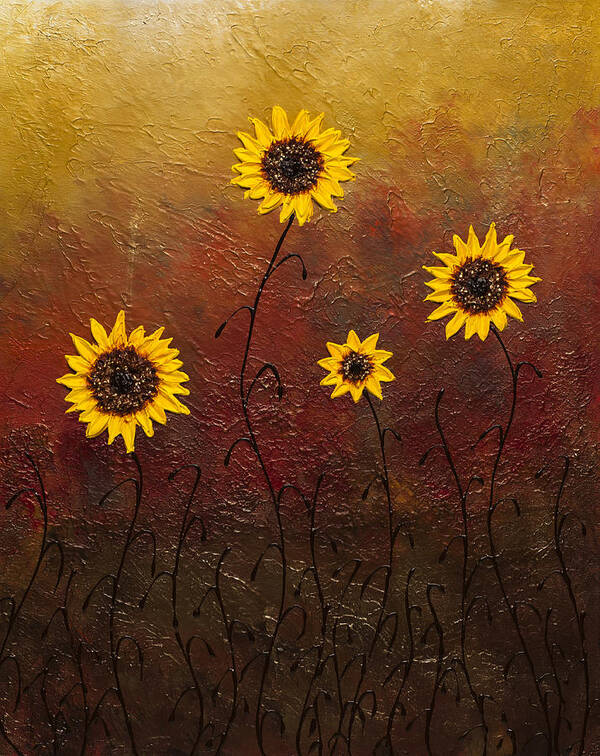 Sunflowers Poster featuring the painting Sunflowers 3 by Carmen Guedez
