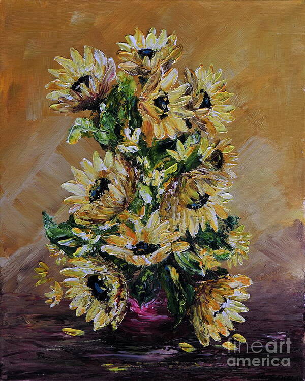 Still Life Poster featuring the painting Sunflowers For You by Teresa Wegrzyn