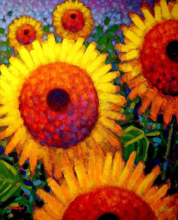 Flowers Poster featuring the painting Sunflowers by John Nolan
