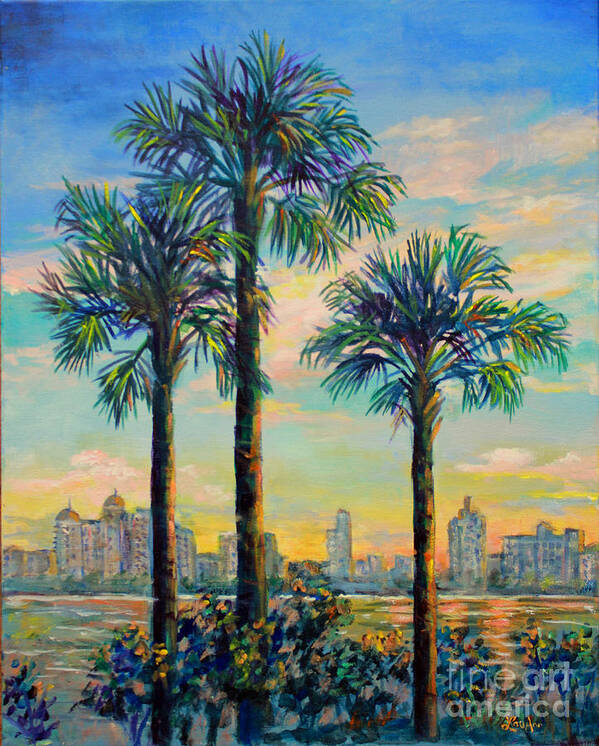  Sunset On Sarasota Bay Poster featuring the painting Sunset on Sarasota Bay by Lou Ann Bagnall