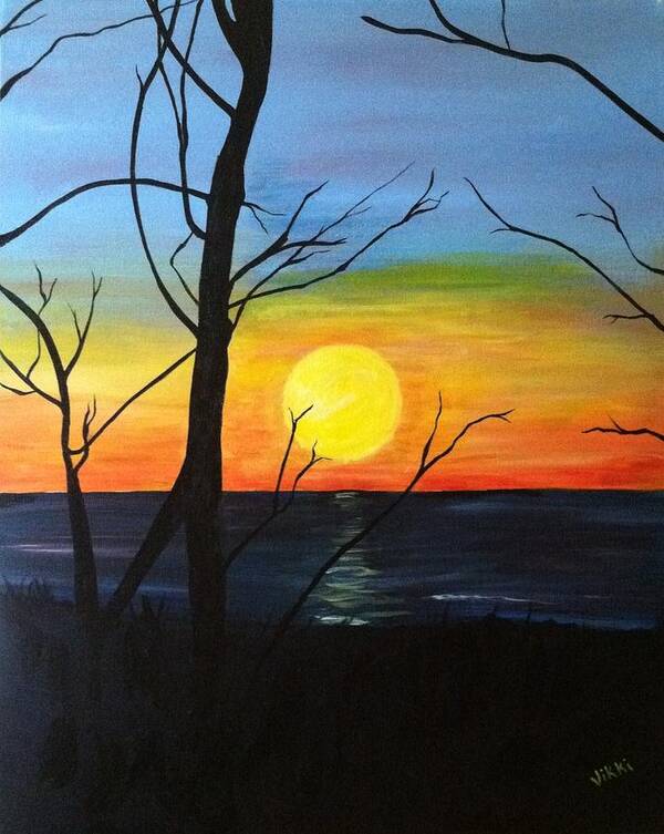 Sunset Poster featuring the painting Sunset Through the Branches by Vikki Angel