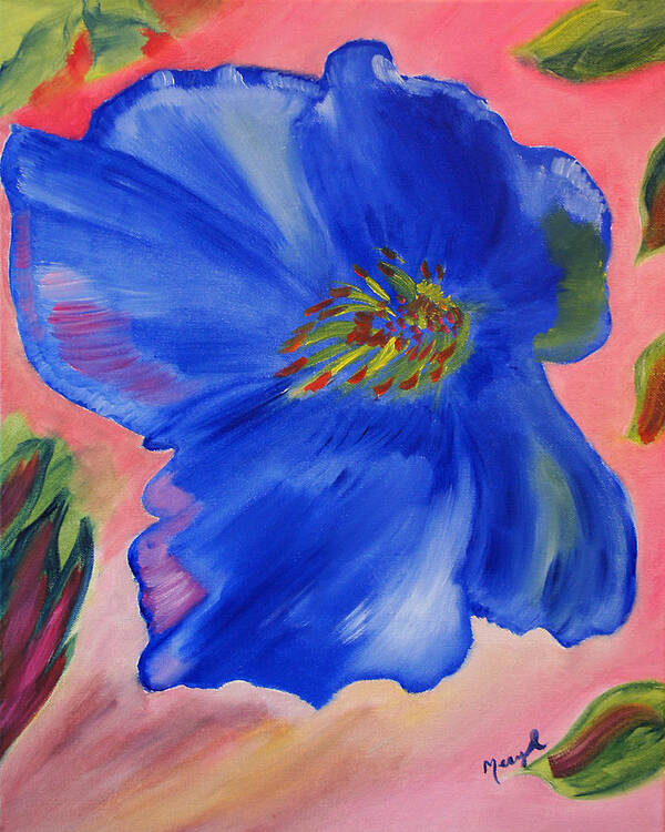 Blue Flower Poster featuring the painting Sway by Meryl Goudey