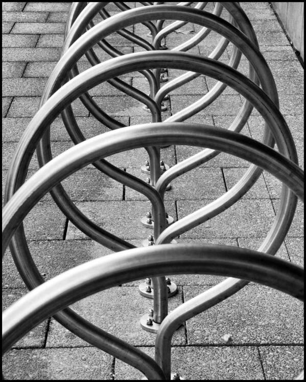 Bicycle Rack Poster featuring the photograph The Bicycle Rack by Geraldine Alexander