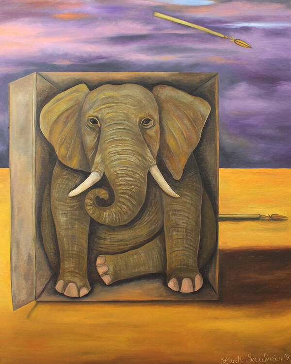 Elephant Poster featuring the painting The Last Elephant by Leah Saulnier The Painting Maniac