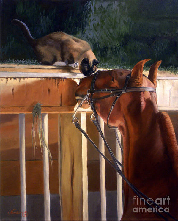 American Saddlebred Poster featuring the painting The Morning Buzz by Jeanne Newton Schoborg