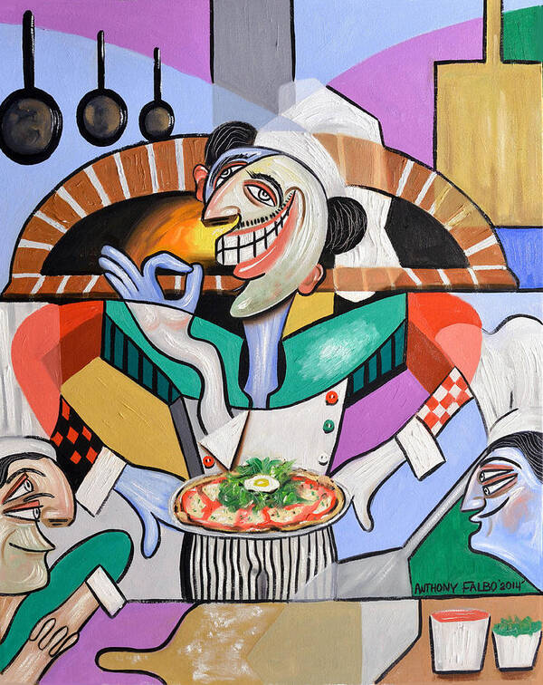 Pizza Poster featuring the painting The Personal Size Gourmet Pizza by Anthony Falbo