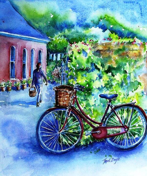 Bicycle Poster featuring the painting The Red Bike by Trudi Doyle