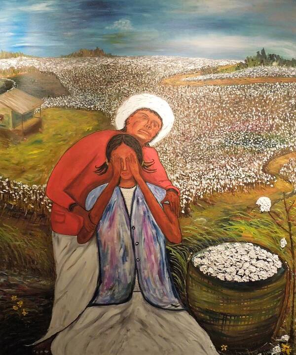 Cotton Field Poster featuring the painting The Strength of Grandma by Randolph Gatling