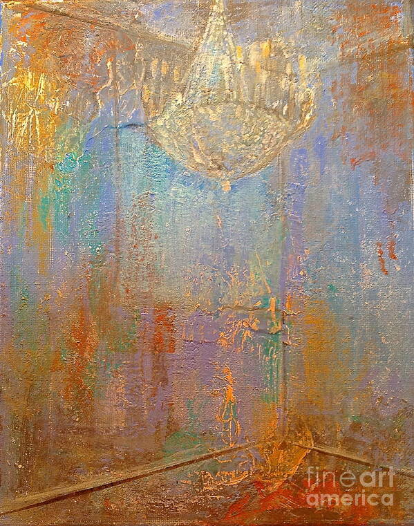 Chandelier Original Artwork Poster featuring the painting There is light in the room by Delona Seserman