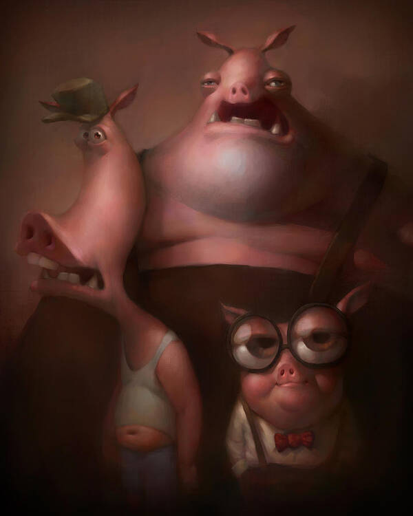 Fairytale Poster featuring the painting Three Little Pigs by Adam Ford