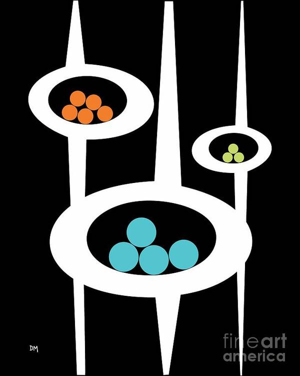 Atomic Poster featuring the digital art Three Pods I by Donna Mibus