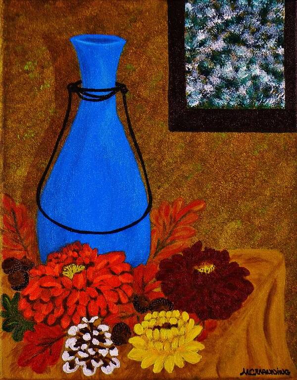 Fall Decorations On Table Poster featuring the painting Time To Decorate by Celeste Manning