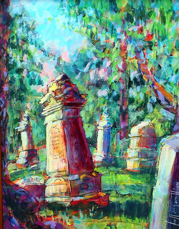 Grave Yard Poster featuring the painting Tomb Stones by Les Leffingwell