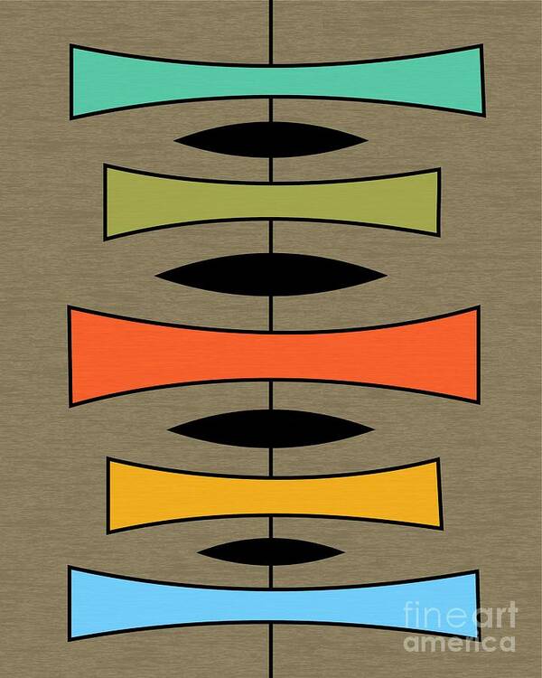 Mid-century Modern Poster featuring the digital art Trapezoids 2 on Brown by Donna Mibus