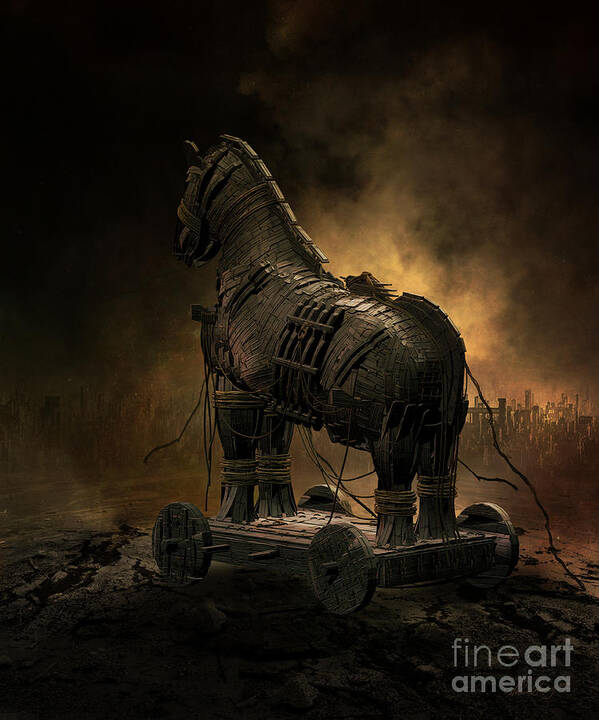 Trojan Horse Poster featuring the digital art Trojan Horse by Shanina Conway