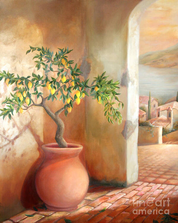 Landscape Poster featuring the painting Tuscan Lemon Tree by Michael Rock