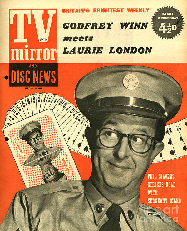 1950s Poster featuring the drawing Tv Mirror 1958 1950s Uk Phil Silvers by The Advertising Archives