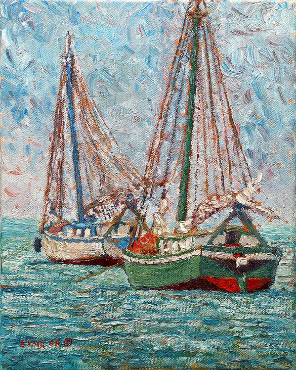 Twin Boats Poster featuring the painting Twin Boats by Ritchie Eyma