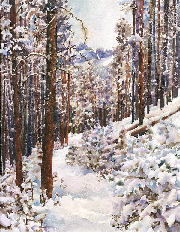 Snow Scene Painting Poster featuring the painting Unbroken Snow by Anne Gifford