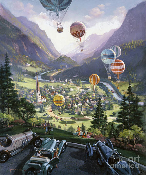 Vintage Poster featuring the painting Up Up and Away by MGL Meiklejohn Graphics Licensing