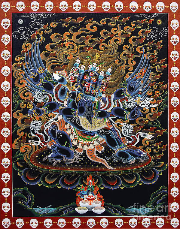 Thangka Poster featuring the painting Vajrakilaya Dorje Phurba by Sergey Noskov